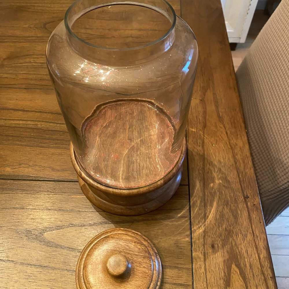 Pier 1 Imports Glass Canister with Wooden Lid! - Picture 3 of 4